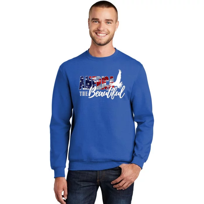 America The Beautiful Eagle Patriotic Flag Gift Tall Sweatshirt