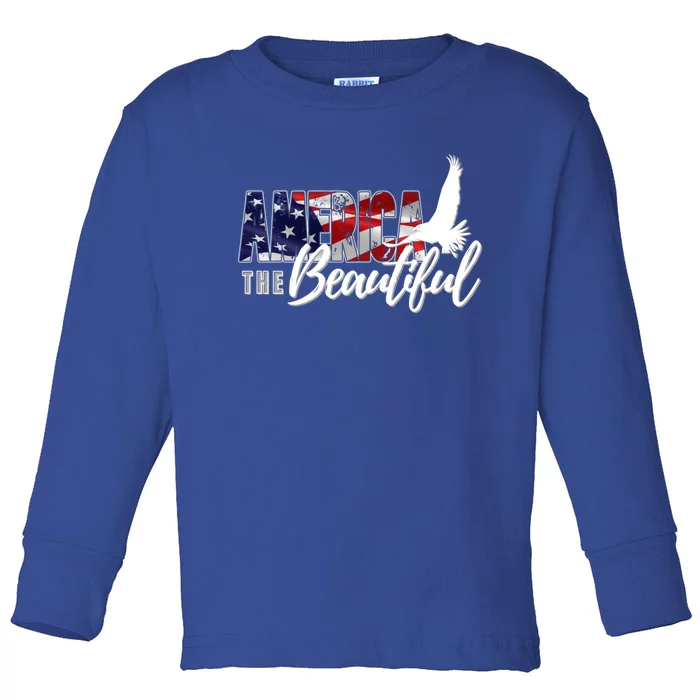 America The Beautiful Eagle Patriotic Flag Gift Toddler Long Sleeve Shirt