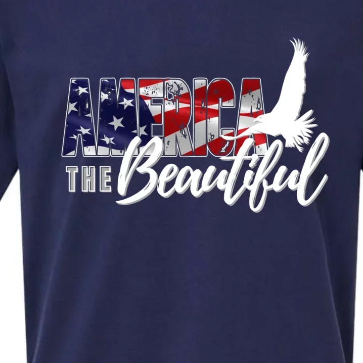 America The Beautiful Eagle Patriotic Flag Gift Sueded Cloud Jersey T-Shirt