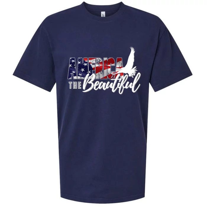 America The Beautiful Eagle Patriotic Flag Gift Sueded Cloud Jersey T-Shirt