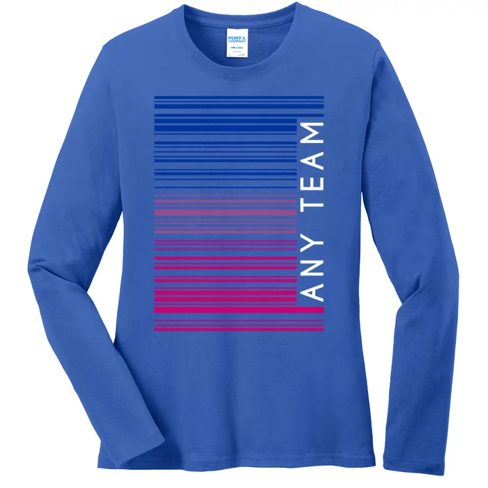 Any Team Bisexual Flag Bi Barcode Lgbtq Social Justice Gift Ladies Long Sleeve Shirt