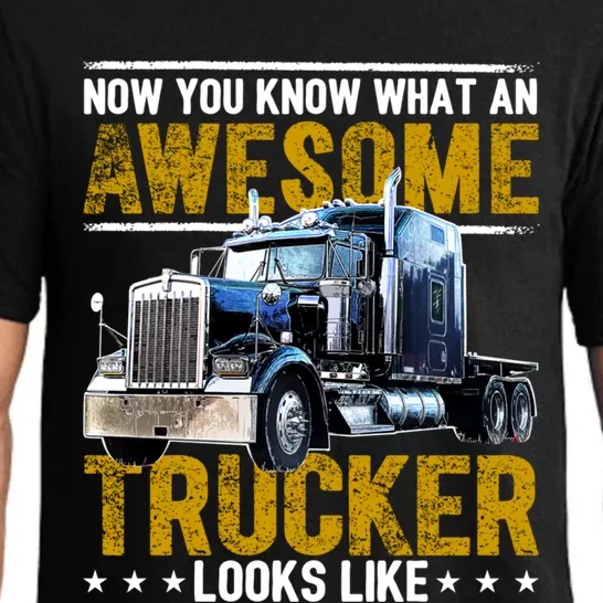 Awesome Trucker Big Rig Semicute Gifttrailer Truck Driver Gift Gift Pajama Set