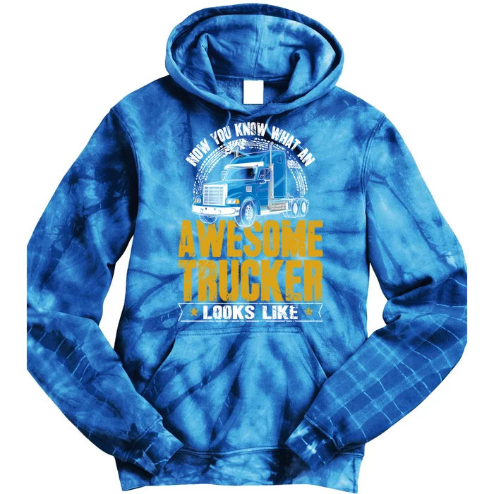 Awesome Trucker Big Rig Semigifttrailer Truck Driver Gift Tie Dye Hoodie