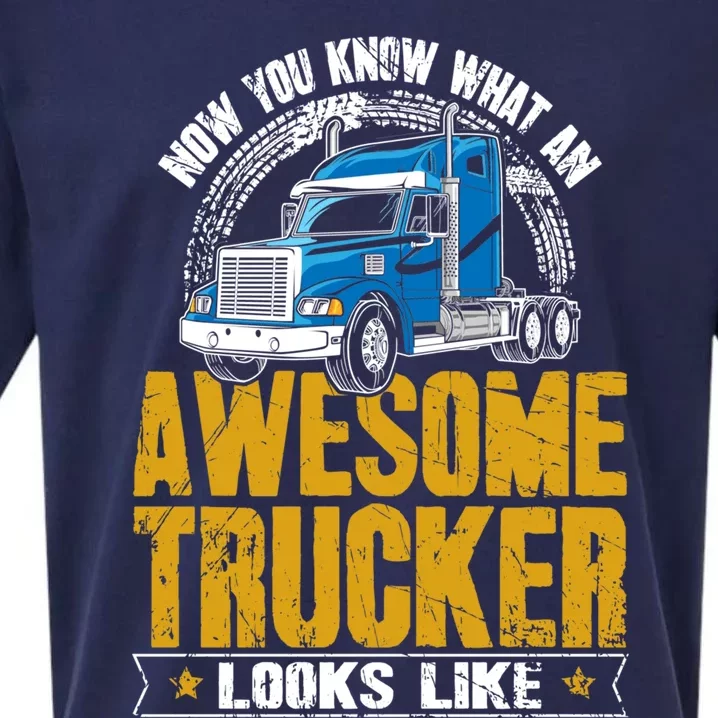 Awesome Trucker Big Rig Semigifttrailer Truck Driver Gift Sueded Cloud Jersey T-Shirt