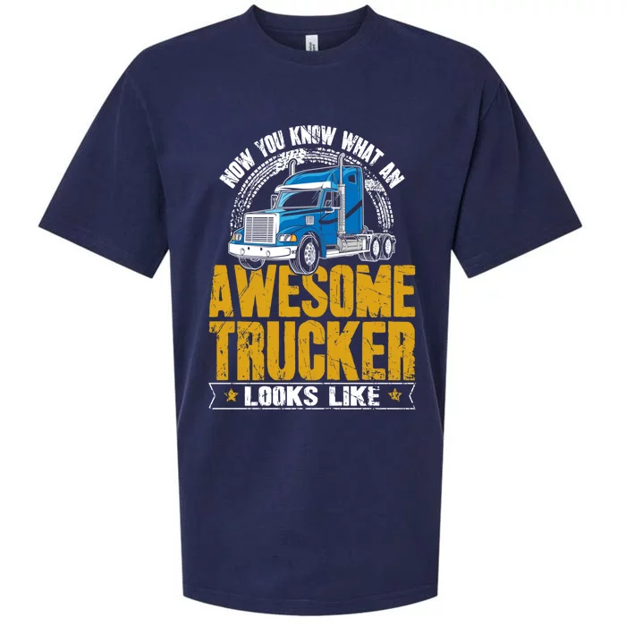 Awesome Trucker Big Rig Semigifttrailer Truck Driver Gift Sueded Cloud Jersey T-Shirt