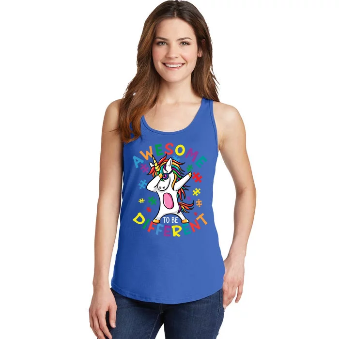 Awesome To Be Different Autism Awareness Dancing Unicorn Funny Gift Ladies Essential Tank