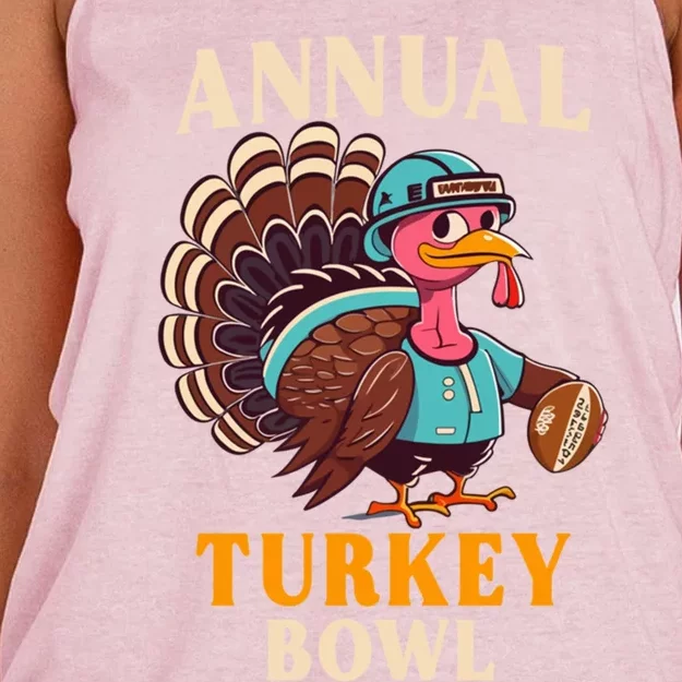 Annual Turkey Bowl Funny Thanksgiving Day Football Rugby Gift Women's Knotted Racerback Tank