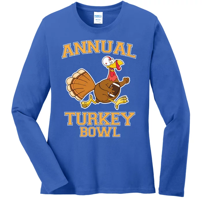 Annual Turkey Bowl Football Sport Lover Funny Thanksgiving Cute Gift Ladies Long Sleeve Shirt