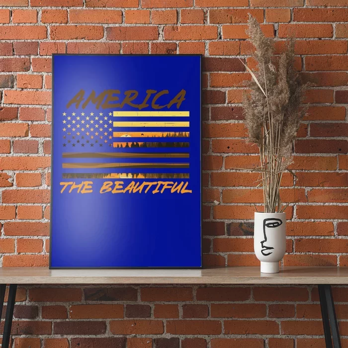 America The Beautiful Usa American Flag Patriotic Sunset Cute Gift Poster