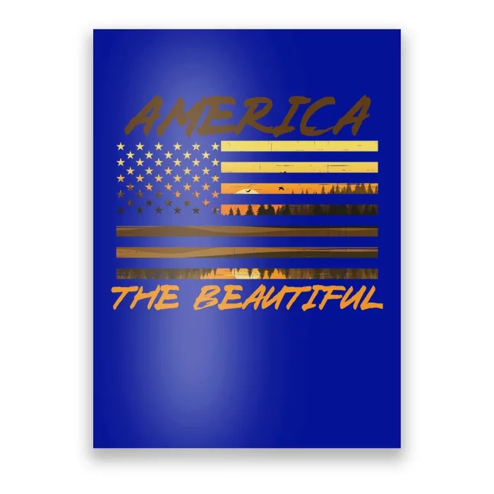 America The Beautiful Usa American Flag Patriotic Sunset Cute Gift Poster