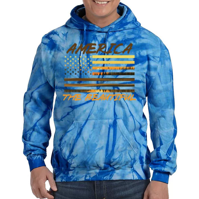 America The Beautiful Usa American Flag Patriotic Sunset Cute Gift Tie Dye Hoodie