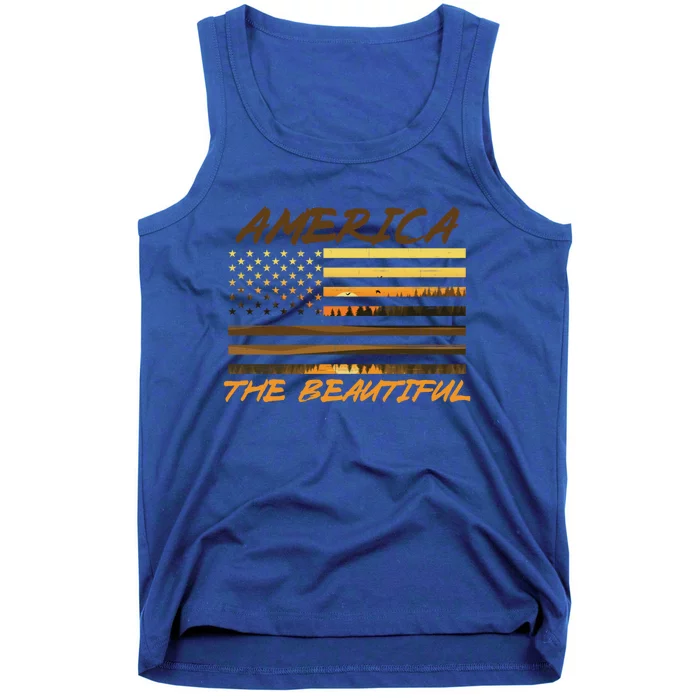 America The Beautiful Usa American Flag Patriotic Sunset Cute Gift Tank Top