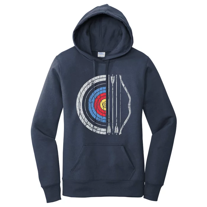 Archery Target Bow And Arrow Archer Retro Vintage Women's Pullover Hoodie