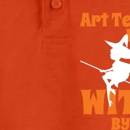 Art Teacher By Day Witch By Night Teacher Halloween Gift Dry Zone Grid Performance Polo