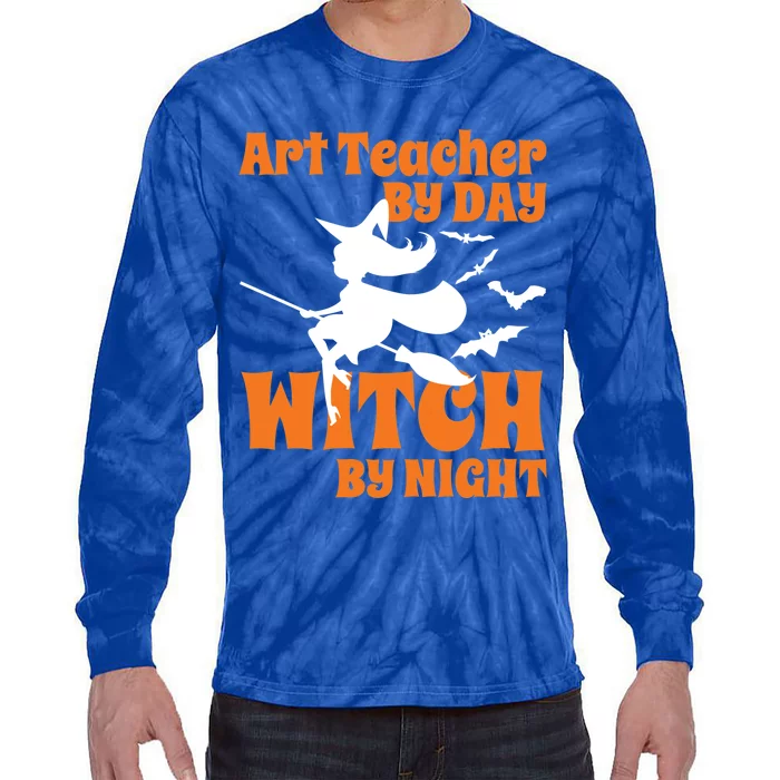 Art Teacher By Day Witch By Night Teacher Halloween Gift Tie-Dye Long Sleeve Shirt