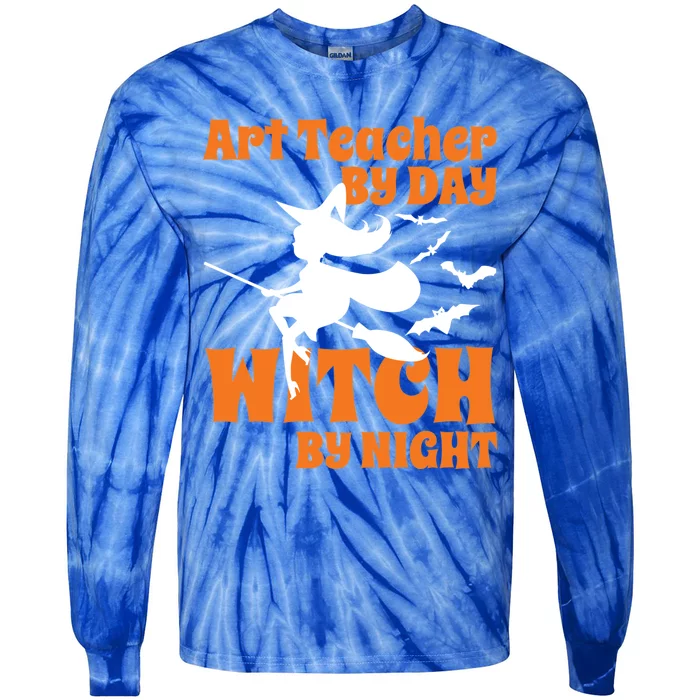 Art Teacher By Day Witch By Night Teacher Halloween Gift Tie-Dye Long Sleeve Shirt