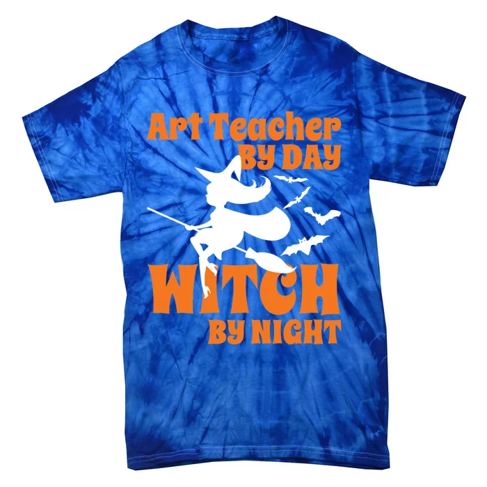 Art Teacher By Day Witch By Night Teacher Halloween Gift Tie-Dye T-Shirt