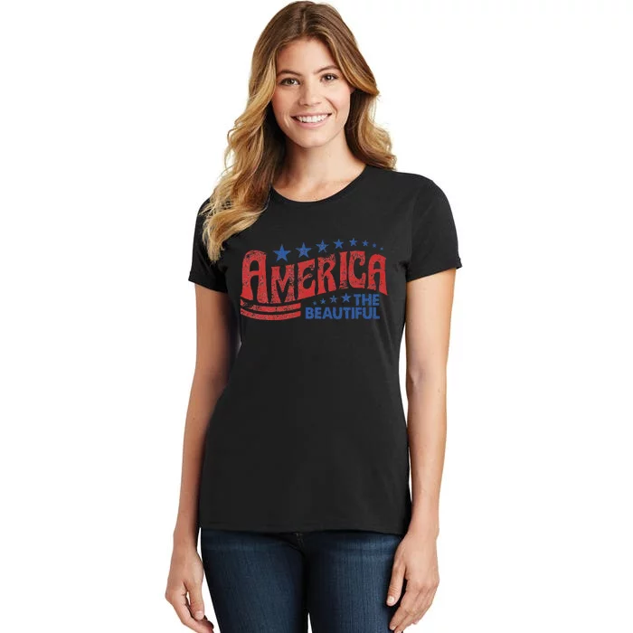 America The Beautiful Patriotic Happy 4th Of July Women's T-Shirt