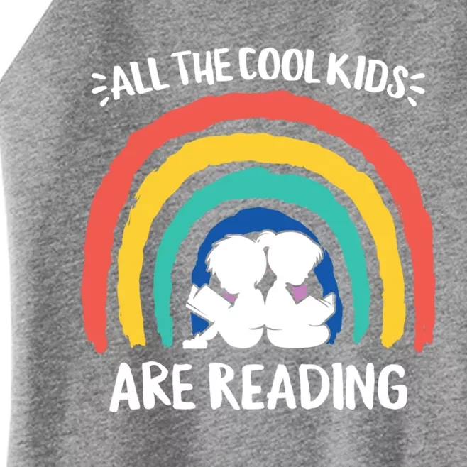 All The Cool Are Reading Books Rainbow Teacher Gift Women’s Perfect Tri Rocker Tank