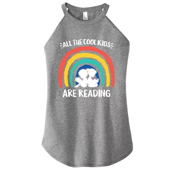 All The Cool Are Reading Books Rainbow Teacher Gift Women’s Perfect Tri Rocker Tank