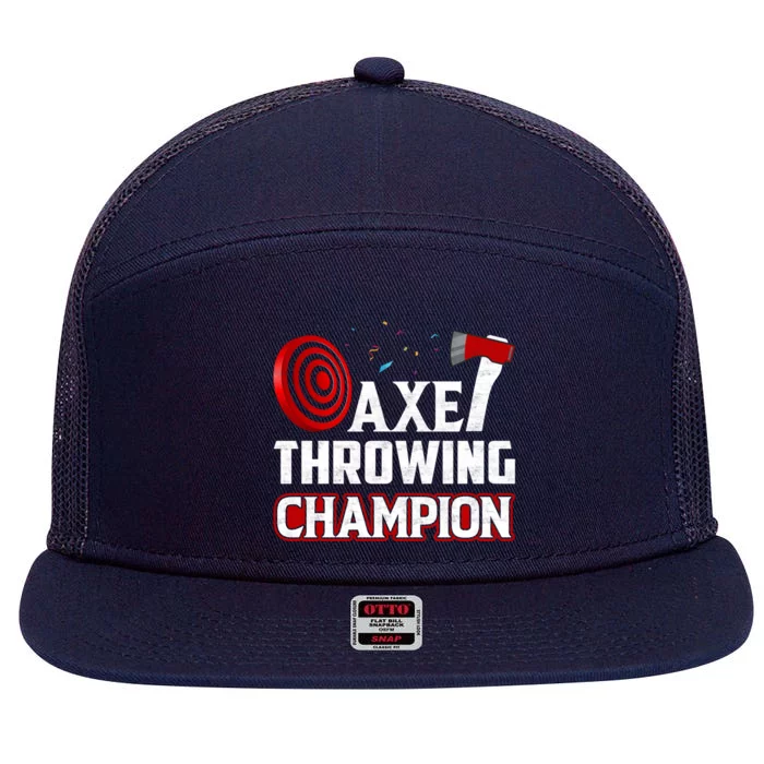 Axe Throwing Champion Sawdust Woodworker Carpenter Gift 7 Panel Mesh Trucker Snapback Hat