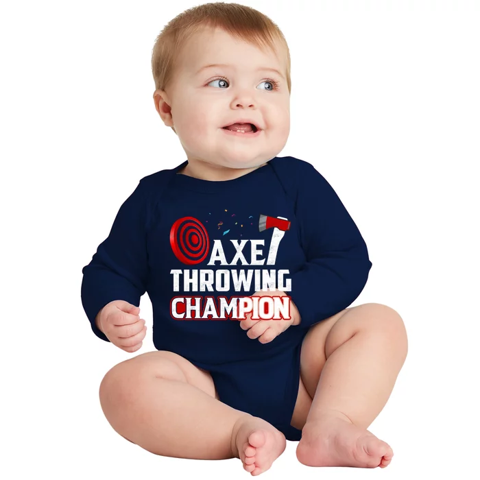 Axe Throwing Champion Sawdust Woodworker Carpenter Gift Baby Long Sleeve Bodysuit