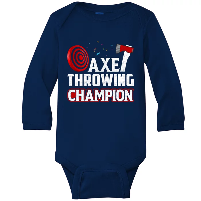 Axe Throwing Champion Sawdust Woodworker Carpenter Gift Baby Long Sleeve Bodysuit