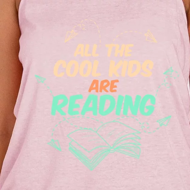 All The Cool Are Reading Books Fun Book Fans Gift Women's Knotted Racerback Tank