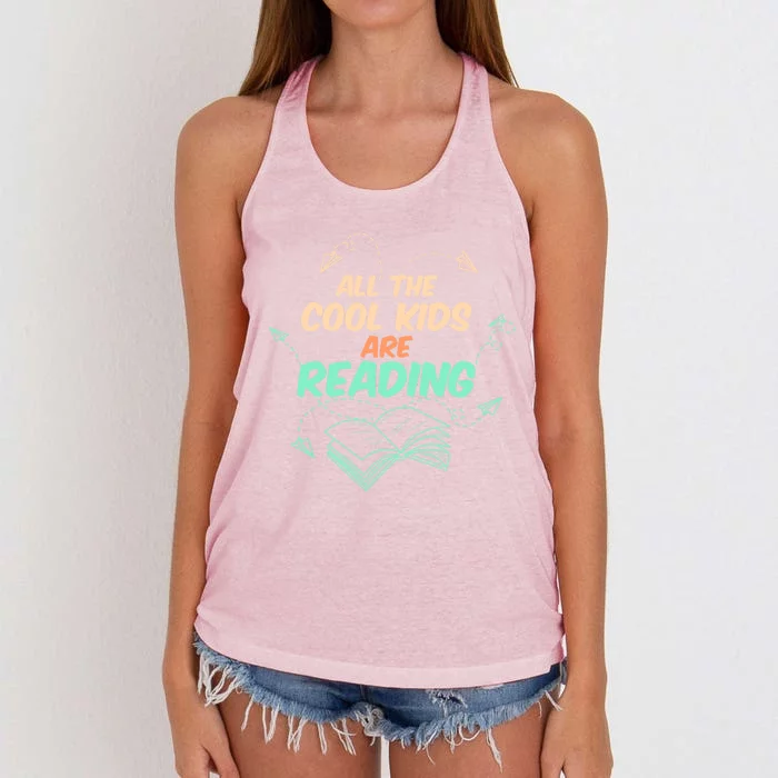 All The Cool Are Reading Books Fun Book Fans Gift Women's Knotted Racerback Tank