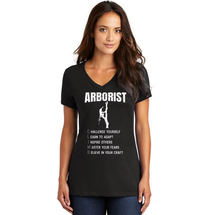 Arborist Tree Climber Lumberjack Women's V-Neck T-Shirt