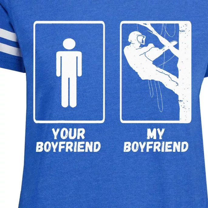 Arborist Tree Climber My Boyfriend Outdoorsman Lumberjack Enza Ladies Jersey Football T-Shirt