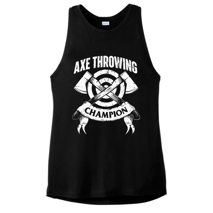 Axe Throwing Champion Funny Hatchet Thrower Lumberjack Ladies Tri-Blend Wicking Tank