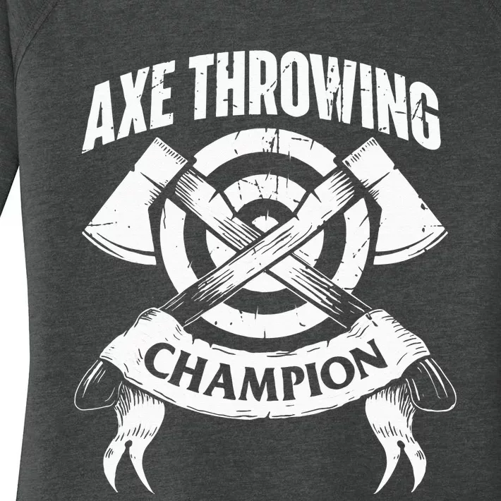 Axe Throwing Champion Funny Hatchet Thrower Lumberjack Women's Perfect Tri Tunic Long Sleeve Shirt