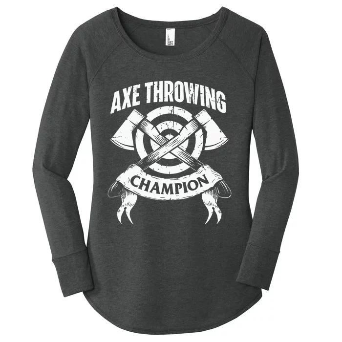 Axe Throwing Champion Funny Hatchet Thrower Lumberjack Women's Perfect Tri Tunic Long Sleeve Shirt