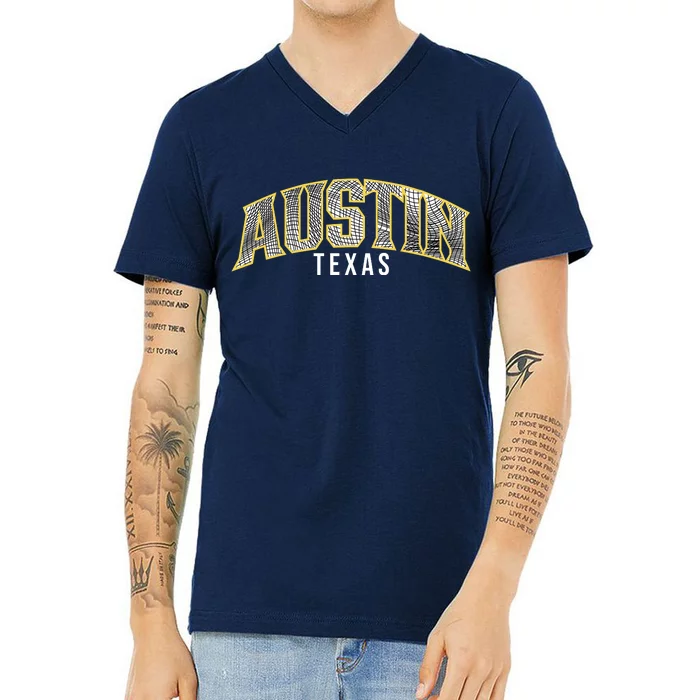 Austin Texas College Font V-Neck T-Shirt