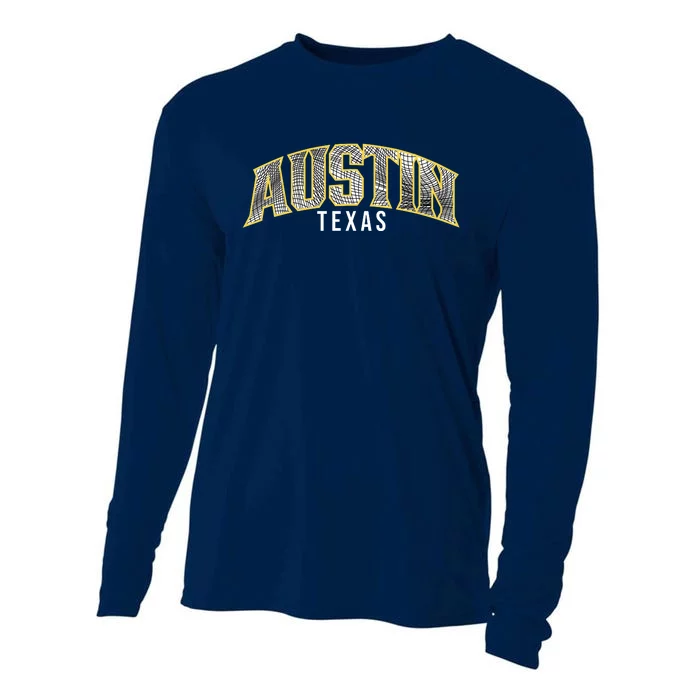 Austin Texas College Font Cooling Performance Long Sleeve Crew