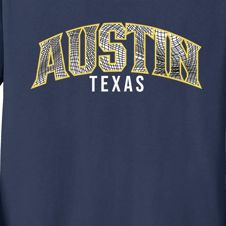 Austin Texas College Font Kids Long Sleeve Shirt