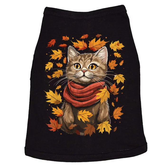 Autumn Themed Cute Cat Fall Breeze Kitten Cat Lover Doggie Tank