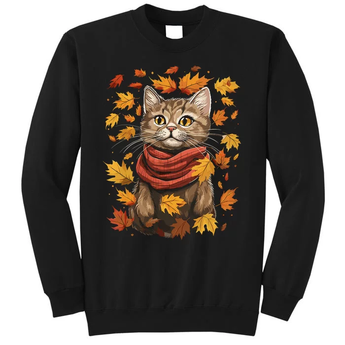 Autumn Themed Cute Cat Fall Breeze Kitten Cat Lover Sweatshirt