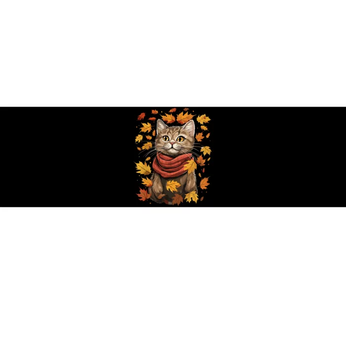 Autumn Themed Cute Cat Fall Breeze Kitten Cat Lover Bumper Sticker