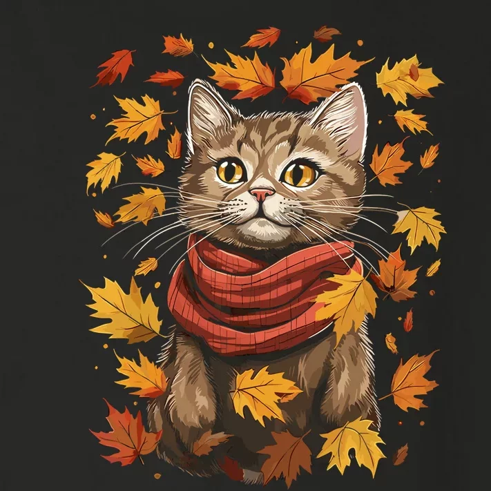 Autumn Themed Cute Cat Fall Breeze Kitten Cat Lover Toddler Long Sleeve Shirt