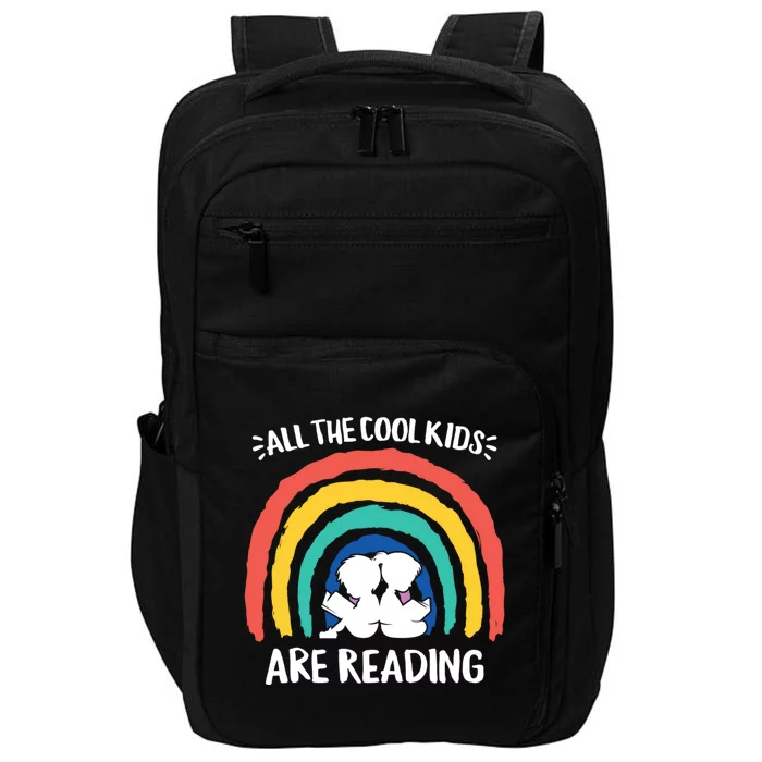 All The Cool Are Reading Books Rainbow Teacher Gift Impact Tech Backpack