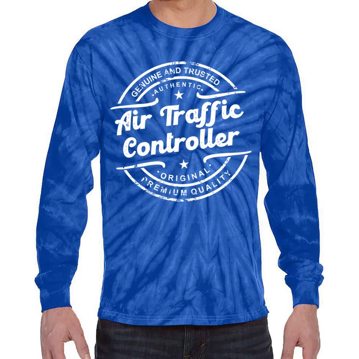 Air Traffic Controller Vintage Stamp Retro Distressed Logo Gift Tie-Dye Long Sleeve Shirt