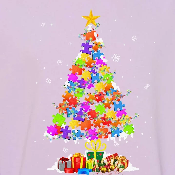 Autism Tree Christmas Pajama Autism Awareness Holiday Gifts Garment-Dyed Sweatshirt