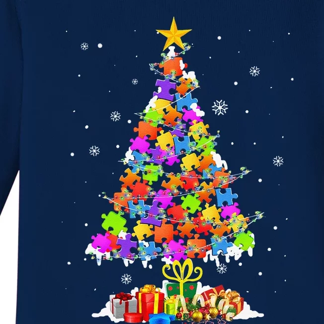 Autism Tree Christmas Pajama Autism Awareness Holiday Gifts Baby Long Sleeve Bodysuit