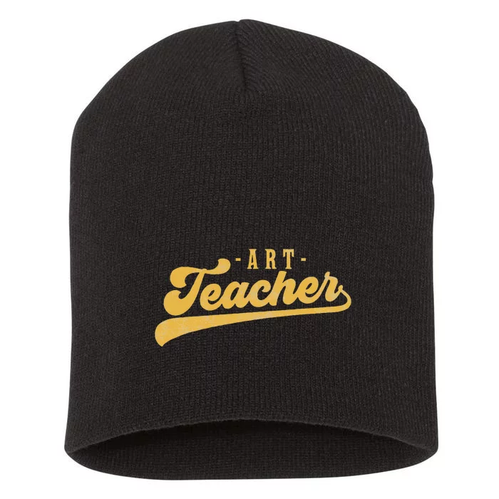 Art Teacher Cute Vintage Graphic Art Teacher Short Acrylic Beanie