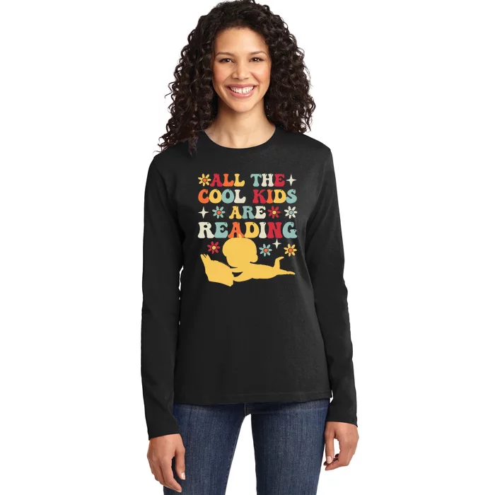 All The Cool Are Reading Book Lover Librarian Bookworm Ladies Long Sleeve Shirt