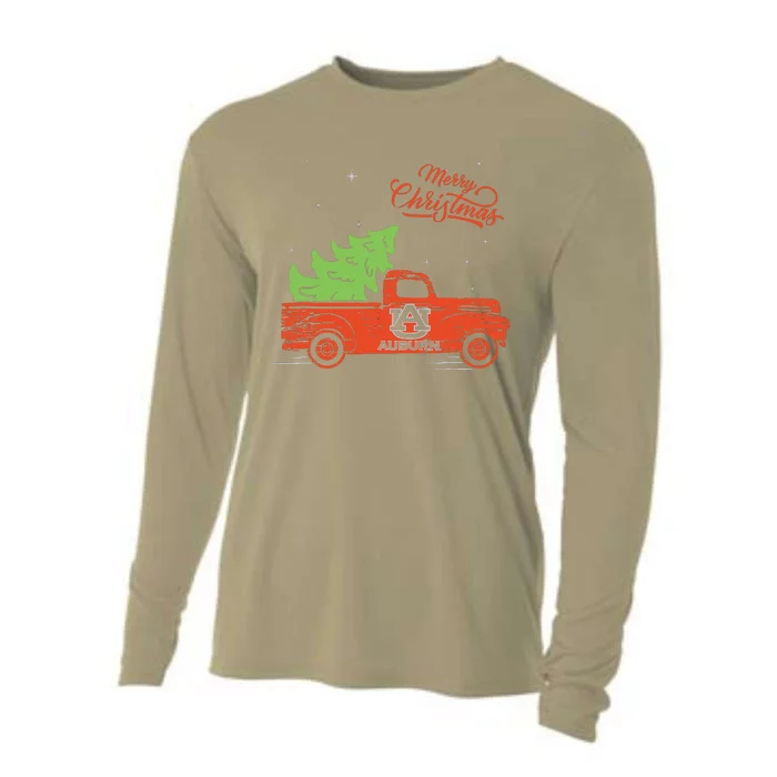 Auburn Tigers Christmas Truck Apparel Cooling Performance Long Sleeve Crew