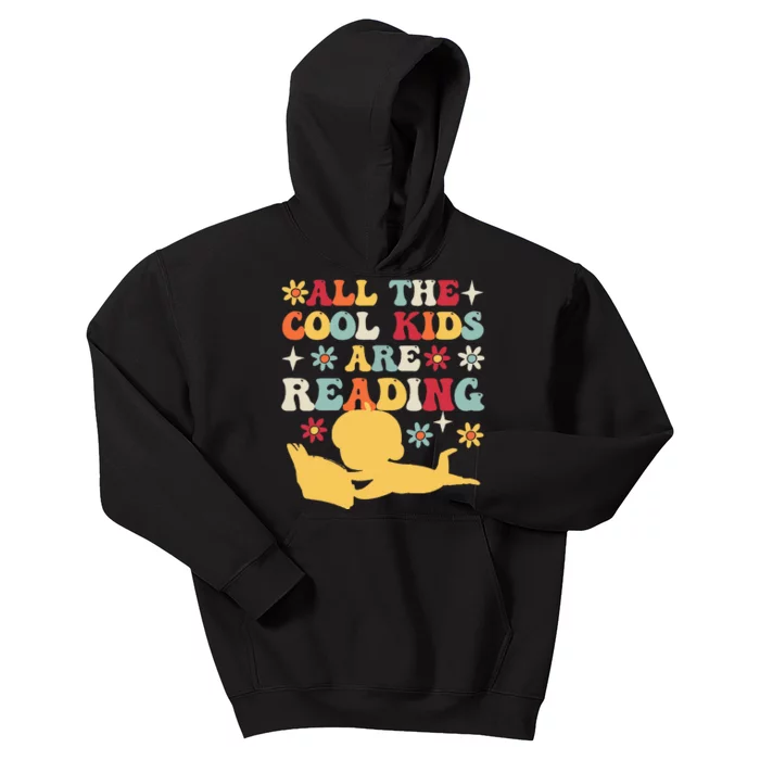 All The Cool Are Reading Book Lover Librarian Bookworm Kids Hoodie