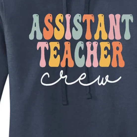 Assistant Teacher Crew Retro Groovy First Day Of School Women's Pullover Hoodie